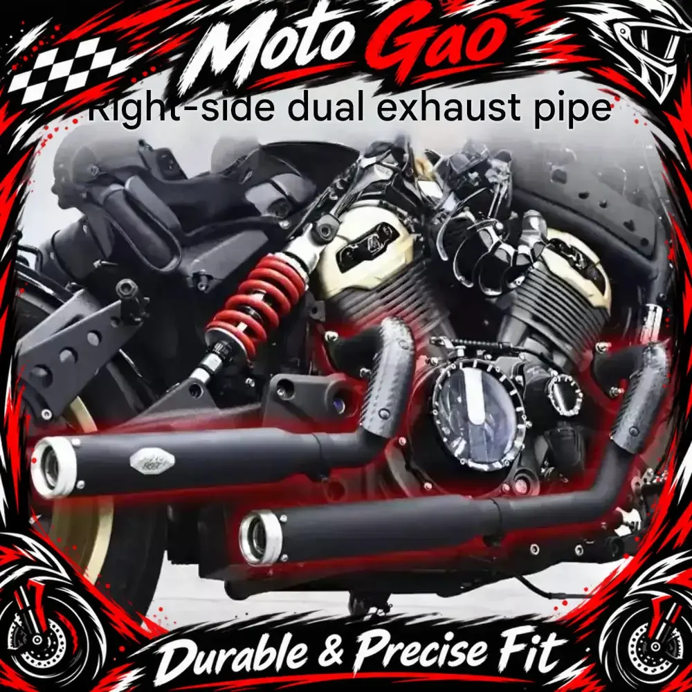 Suitable for BENDA CHINCHILLA 450 500 modified with Rattlesnake exhaust pipes, right-side dual exhaust, deep and resonant sound.