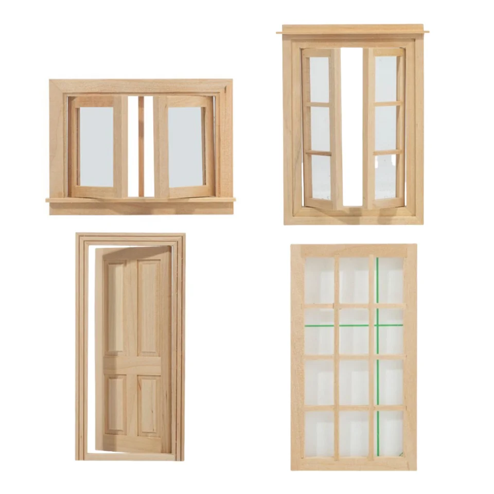 1PC Dollhouse Mini Doors Windows Can Be Painted And Colored With Plain Materials Gift Kids Hand DIY Doll Furnishings Accessories