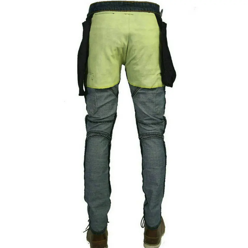 Loong Biker Wear-Resistant Motorcycle Riding Jeans Motocross Cycle Loose Straight Pants Knight Casual Protection Trousers Blue
