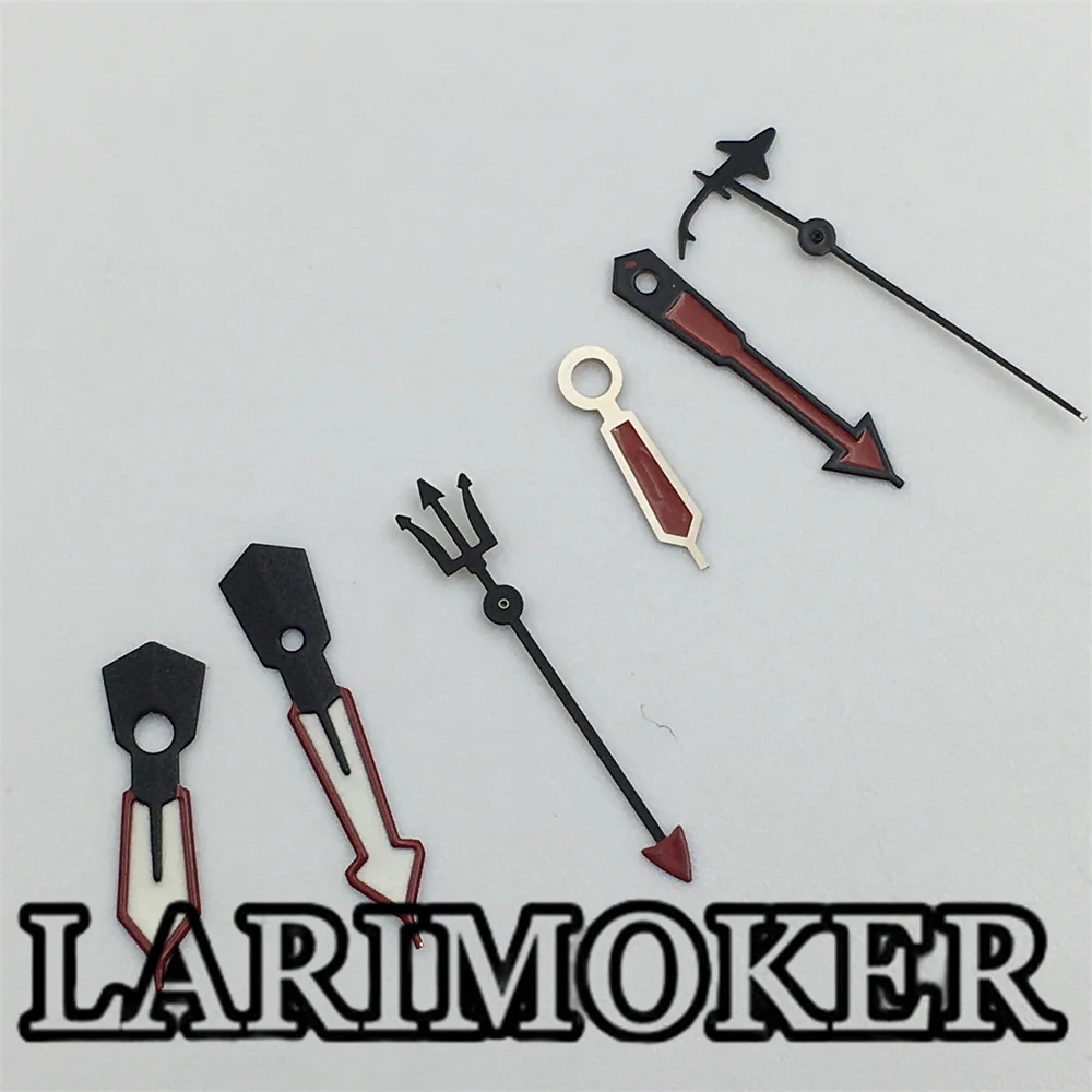 LARIMOKER 시계 핸드 세트, NH35, NH36, NH38 무브먼트, 세컨드 포인터, 왕관 고래 모양