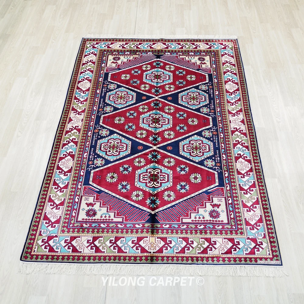 152x244cm Handwoven Silk Tribal Carpet Home Office Antistatic Area Rug (BL072)