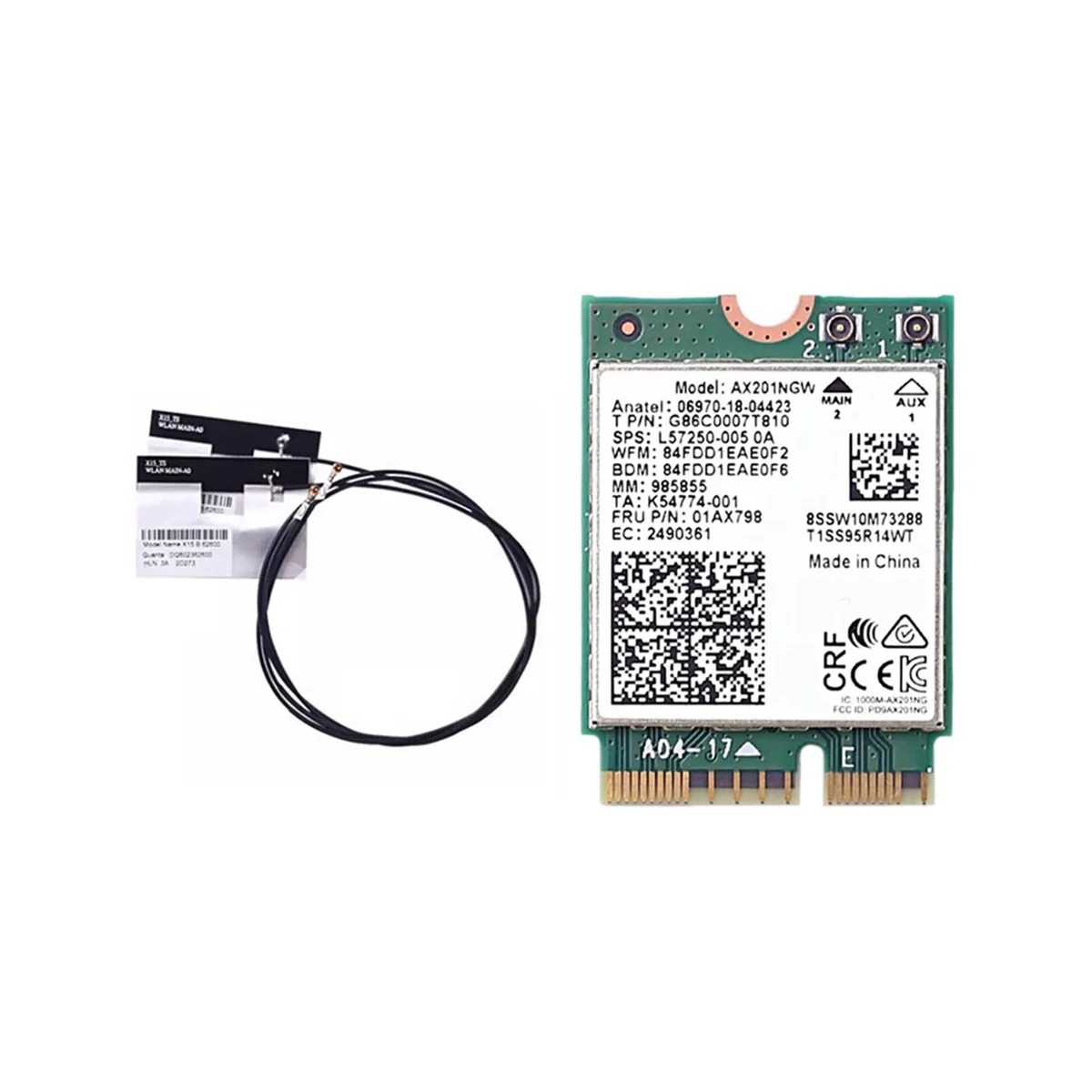 

AX201NGW WiFi Card with 2XAntenna 2.4 Ghz+5Ghz WiFi 6 3000Mbps M.2 CNVio2 Bluetooth 5.1 WiFi Adapter for Win10