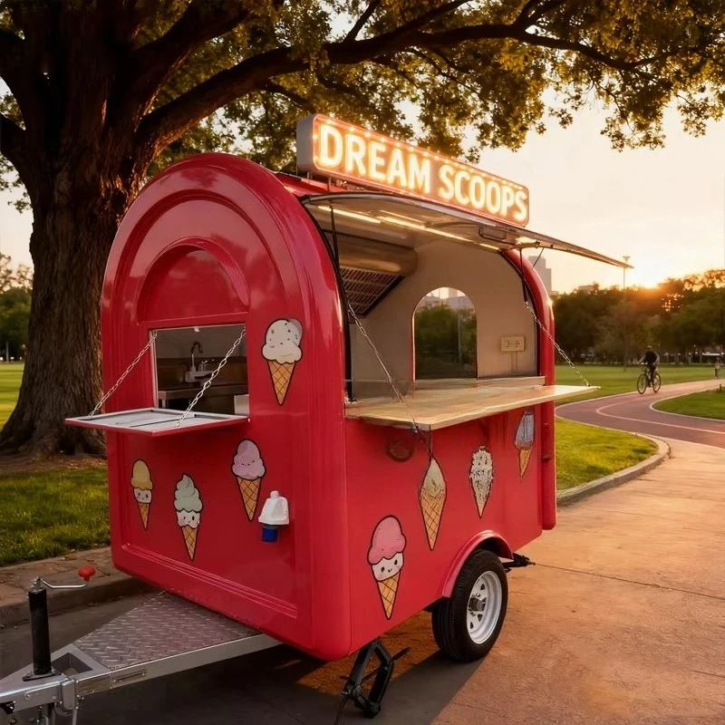 Customized Cute Trend Large Food Truck Light Design Ice Cream Tacos Waffle Crepe Dessert Pancake Donut Comida Outdoor Business