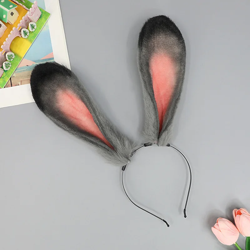 

Cute Plush Rabbit Ears for Girls Bunny Headband Women Cosplay Hair Hoop Cartoon Furry Faux Fur Hairbands Lolita Hair Accessories