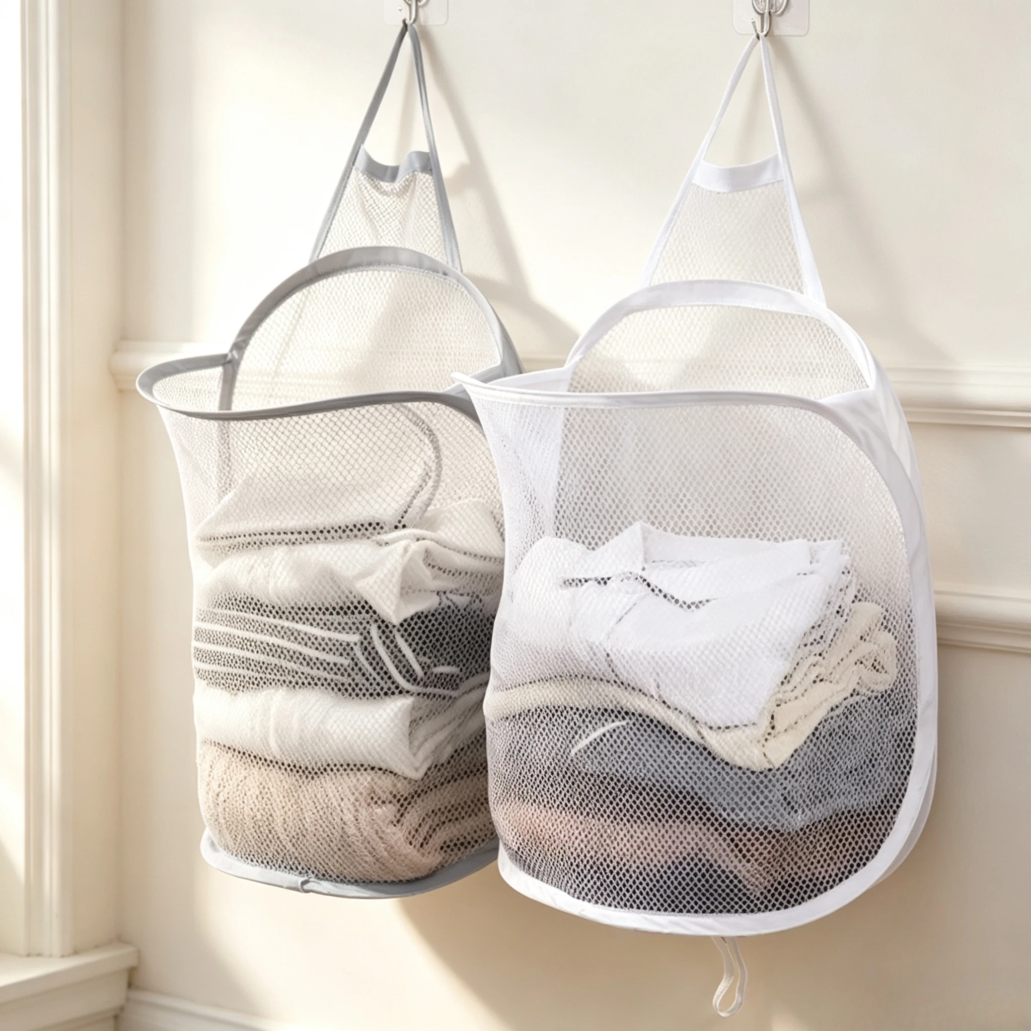 Foldable Wall Hanging Laundry Storage Bag, Bathroom Clothes Organizer Basket, Customized