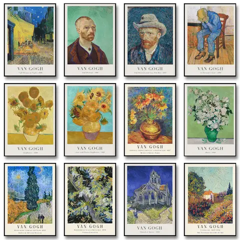 Van Gogh World Famous Work Posters and Prints Men Portrait Canvas Painting Wall Art Pictures Home Bar Room Decoration
