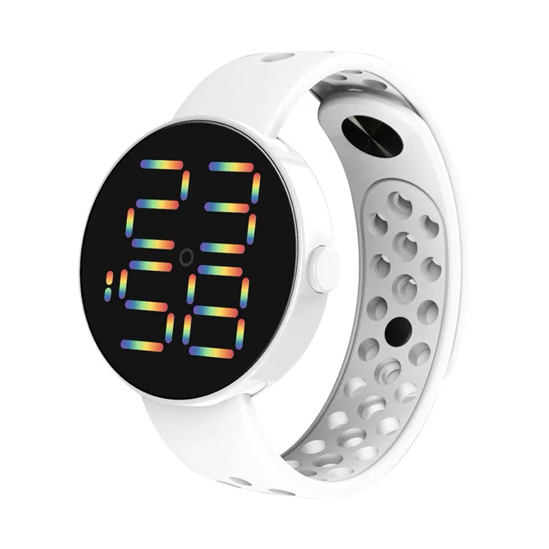 LED Electronic Watch Rainbow Button Waterproof Digital Sports Fashionable Children LED Electronic Watch