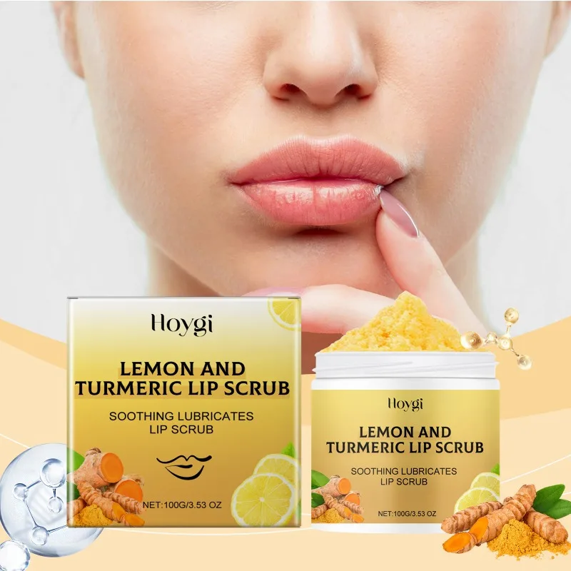 Extrato de limón y cúrcuma, exfoliante de labios, hidrata los labios secos, exfoliación, elimina la oscuridad, aclaramiento de labios, crema de cuidado de belleza de melanina