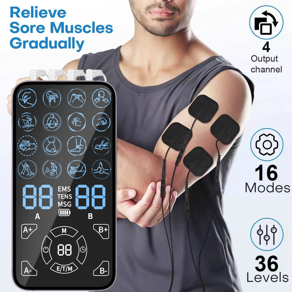 

EMS Pulse Electric Muscle Stimulator Back Neck Body Massager 16 Modes Tens Acupuncture Meridian Physiotherapy Instrument Relax