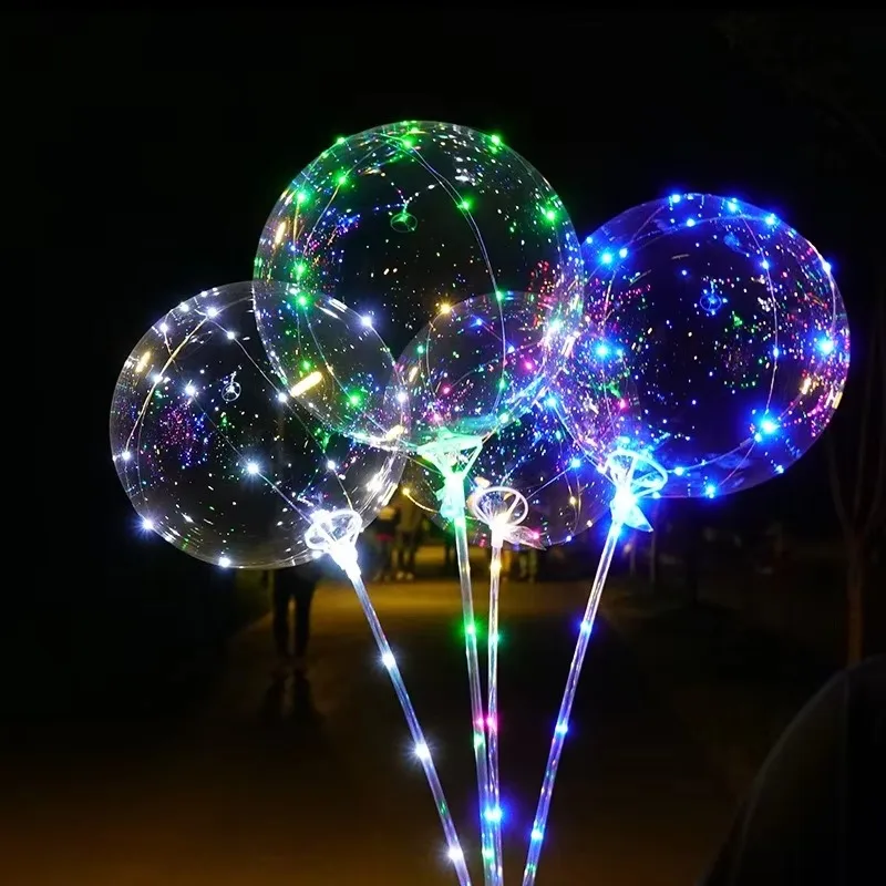 

2PCS LED Light Up Balloons 18 Inch Glow Clear Transparent Led Balloons Bobo Balloons With Light String For Party Festival Decor