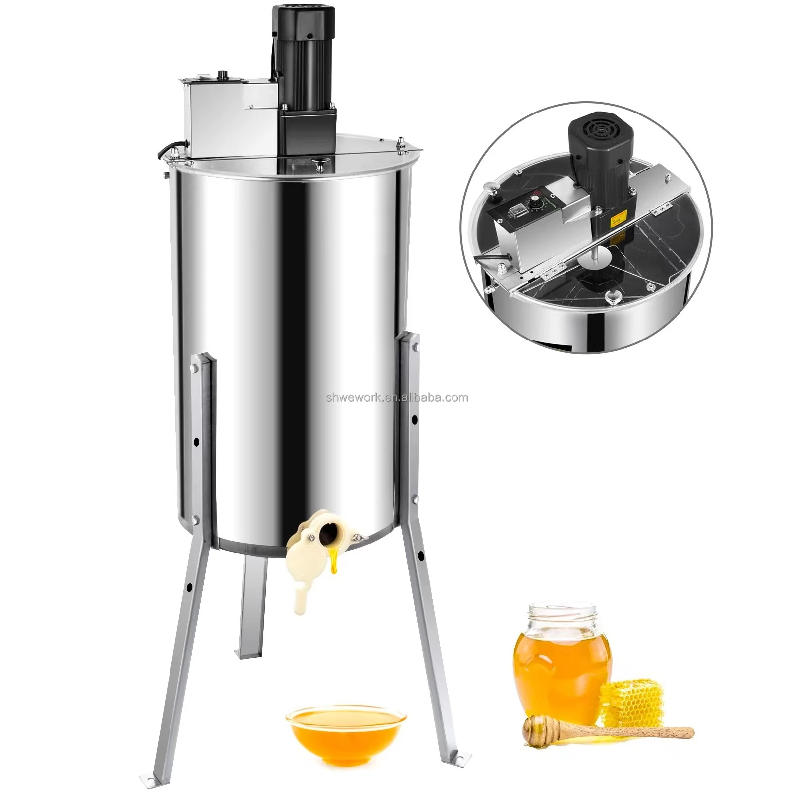 Electric Honey Extractor 3 Frames Honey Spinner Extractor With Lid Stainless Steel Beekeeping Extractor