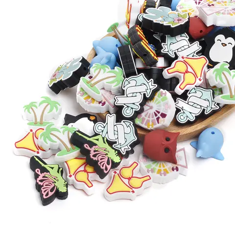 10Pcs New Silicone Beads Cartoon Animal Ferris Wheel Shape Teether Bead DIY Pacifier Chain Necklace Accessory For Jewelry Making