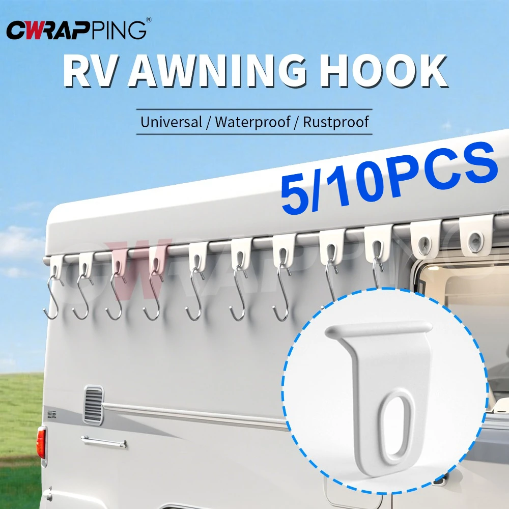 5/10pcs RV Awning Hooks Camping Awning Hooks Metal Party Light Hangers Hats Outdoor Hanging RV Camper Van Caravan Accessories