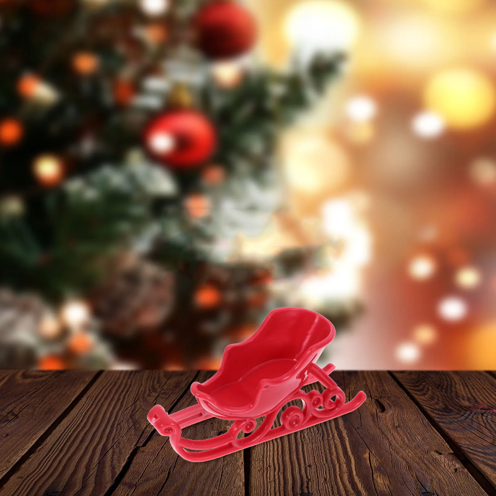 

12Pcs Mini Christmas Sleigh Ornament Plastic Decoration Xmas Table Decor Holiday Party Scene Desktop Gift Collection
