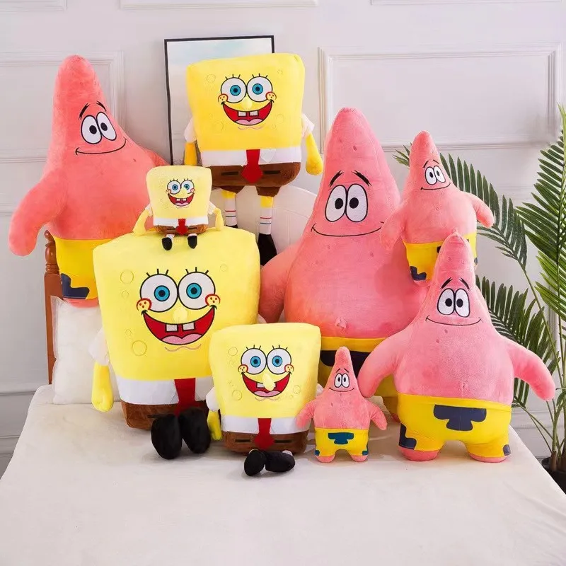 30-100CM SpongeBob Doll SquarePants Patrick Star Plush Anime Cartoon Toy Soft Cute Stuffed Collection Children\'s Birthday Gift