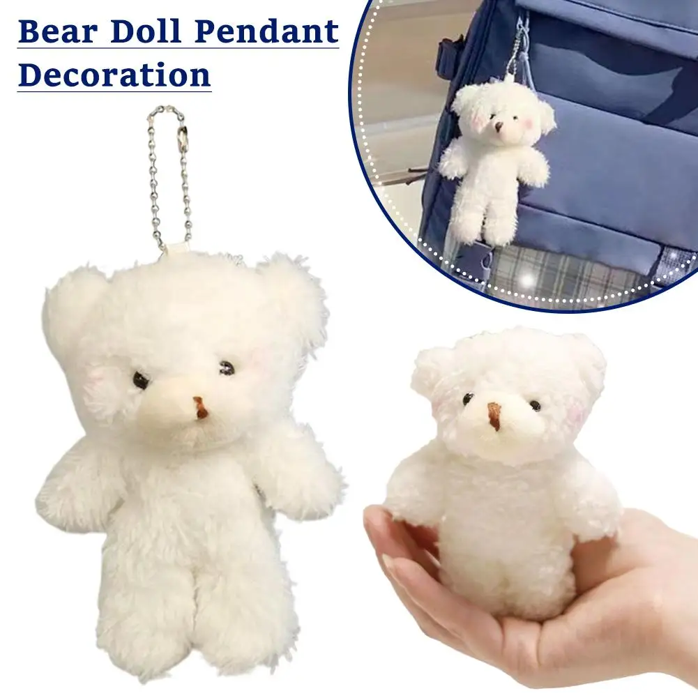 White Cute Blush Teddy Bear Keychain Bag Pendant Plush School Pendant Back Year Gift To Season/christmas/new Fashion Bear E8i8