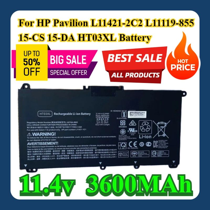 

For HP Pavilion L11421-2C2 L11119-855 15-CS 15-DA HT03XL Battery