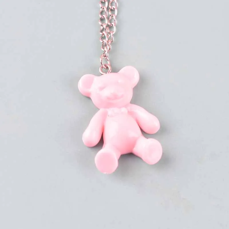 The New Colourful Resin Pendant Bears  Necklace Multicolor Jewelry Gifts for Women/Children