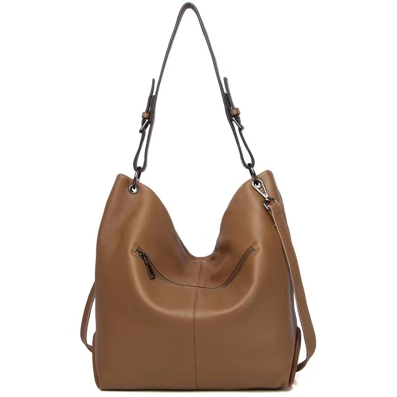 New Genuine Leather Woman Bag Soft Cowhide Shoulder Simple And Large Capacity Practical Versatile Crossbody