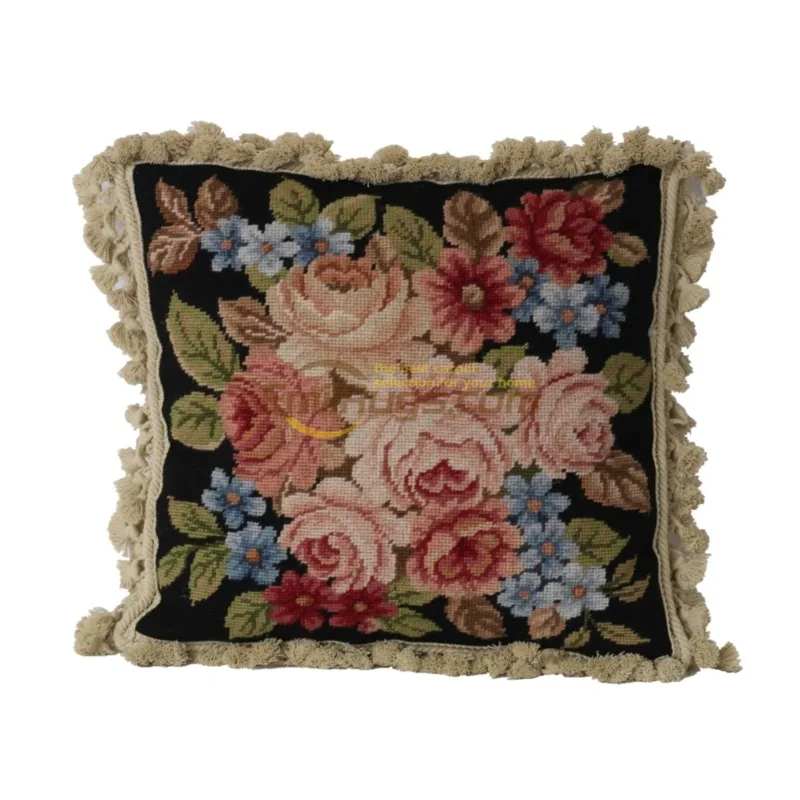 National woven throw  needlepoint Victorian style needlepoint living room European art