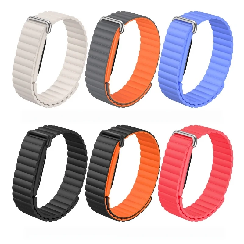 Silicone Magnetic Strap for Google Fitbit Air Rubber Loop Bracelet Outdoors Sports Band Wristband for Women Men