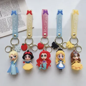 ディズニープリンセスの漫画のペンダント,かわいい3Dベルギー,白雪姫,キャラメル,女性のためのキーリング,ギフト