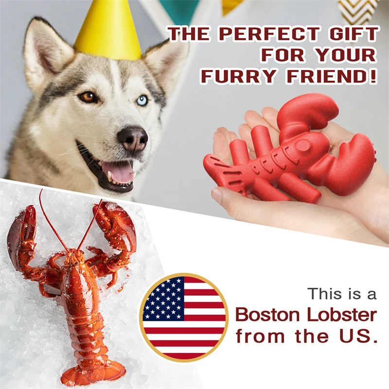 Large Dog Chew Toys Durable Bite Resistant Teeth Cleaning Separation Anxiety Lobster Shaped Dog Food-grade Material Pet Supplies