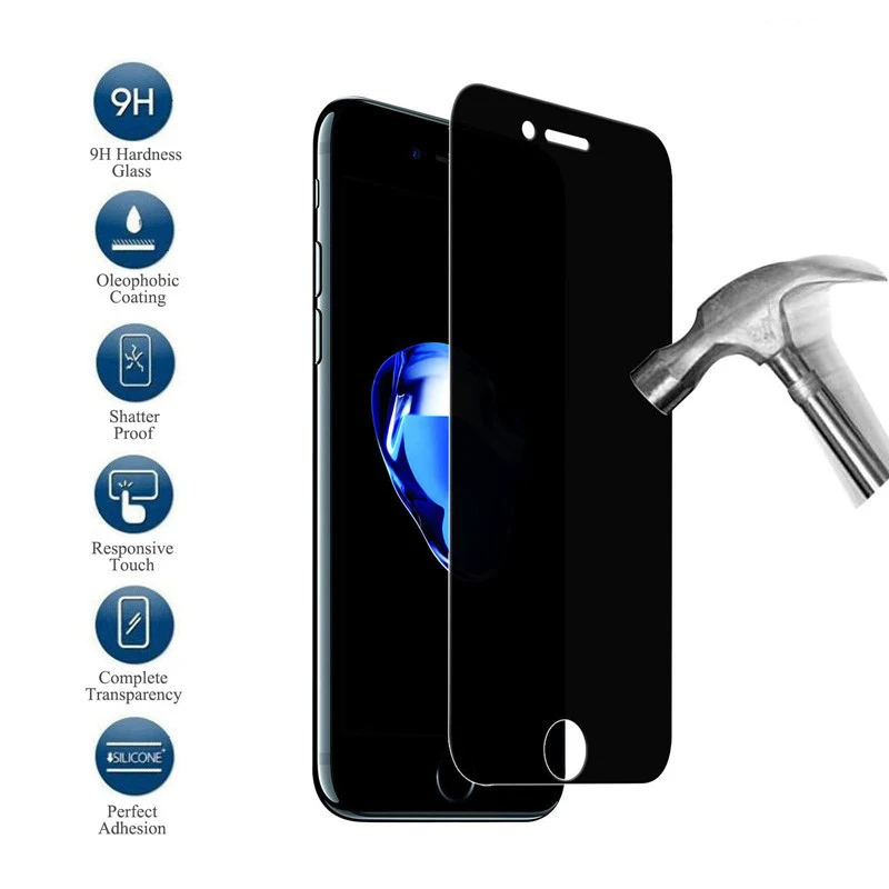 9H Anti Privacy Screen Protector for iPhone 8 7 Plus 6 6s Plus 5 5s SE Protective Glass For iPhone XS Max XR X  Anti Spy