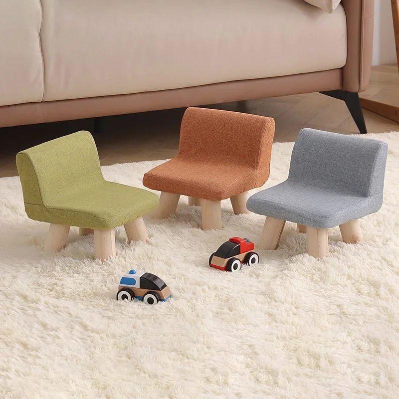 

Solid Wood Children's Stool with Backrest Home Creative Entrance Shoes Changing Bench Cute Small Chair for Home Decorative Stool