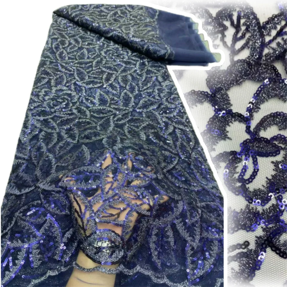 

African Sequins Embroidery Lace Fabric 2025 High Quality Lace 5Yards Pink French Lace Fabric Nigerian Fabrics Party CC1668