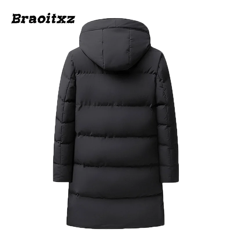 2023 New Men Autumn Winter Simplicity Casual Keep Warm Loose Jacket Coats Men Breathable Hooded Medium Length Down Jacket Men