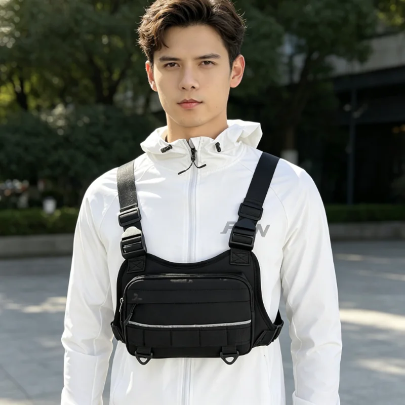 Bolsa de Pecho Deportiva para Exteriores, Nueva Bolsa de Pecho de Nailon, Estilo Hip-hop, Unisex, con Bolsillos para Correr, Montar a Caballo, Acampar, Mochila Tipo Chaleco