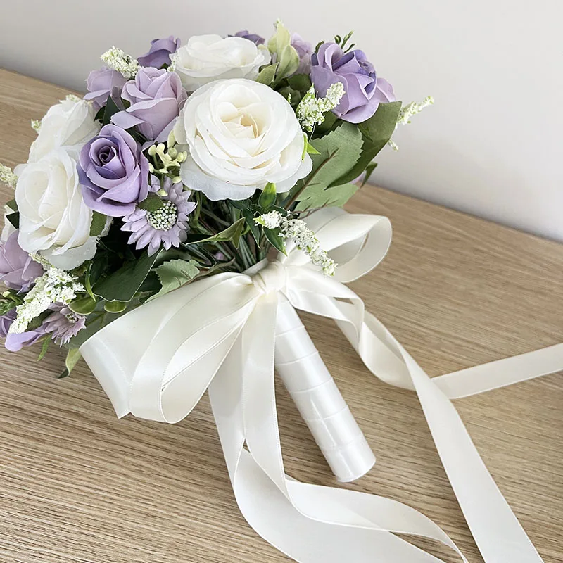 Ramo de flores de boda para damas de honor, ramillete de graduación de rosas de tela, accesorios de centro de mesa de boda