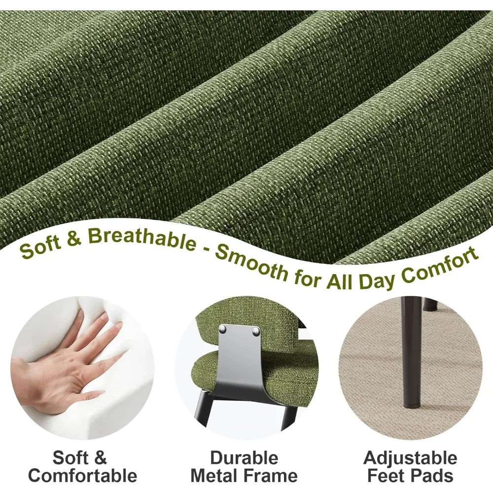 زوج من كراسي تناول الطعام المصنوعة من القماش المنجد الحديث مع نمط أسطواني ومساند للذراعين وتصميم خلفي منحني للمطبخ