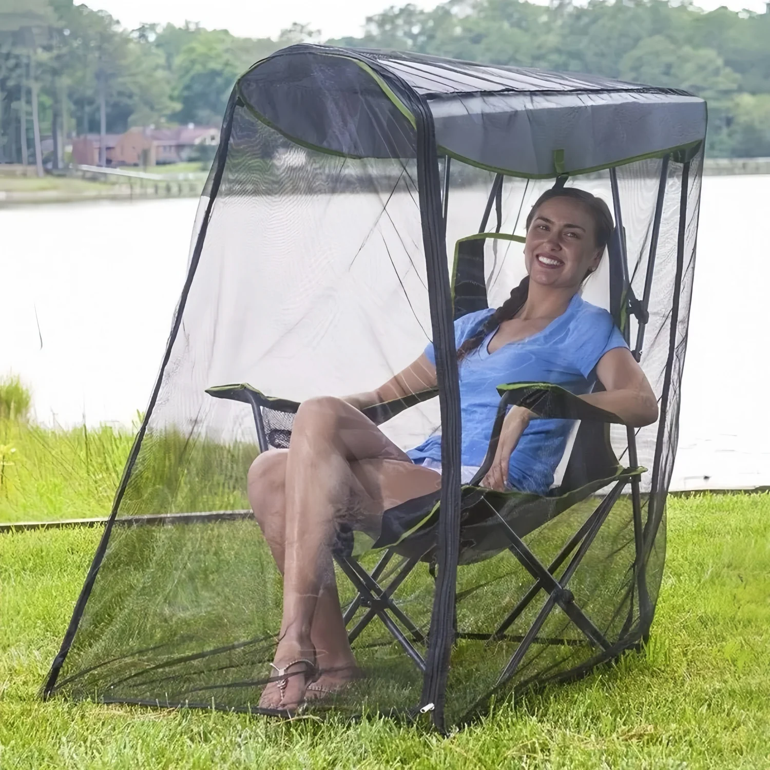 Outdoor Swing Mosquito Net Canopy Cover Waterproof Sun Shade Insect Screen Blackout Fly Net for Courtyard Garden Chair