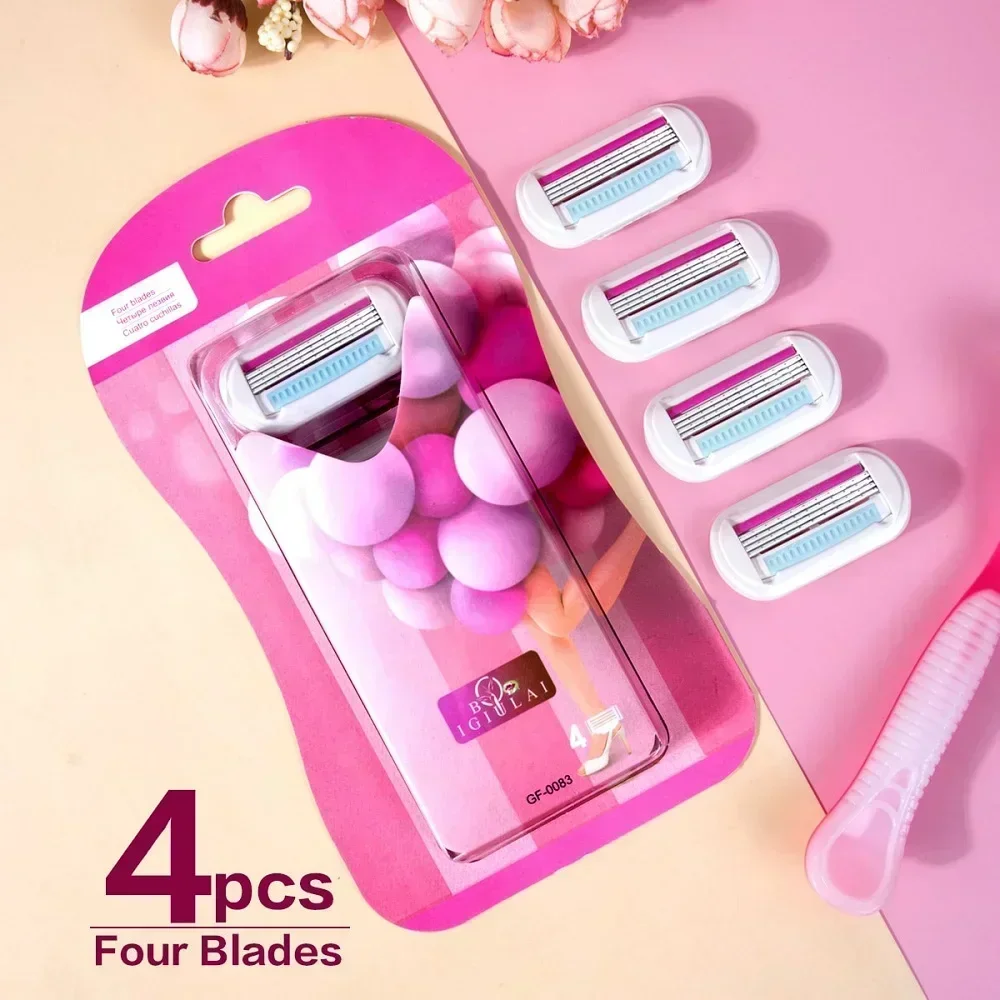 4 قطع شفرات حلاقة نسائية عالية الجودة مزيل شعر اللحية والجسم متوافق مع ماكينة حلاقة فينوس بديلة هدية صيفية