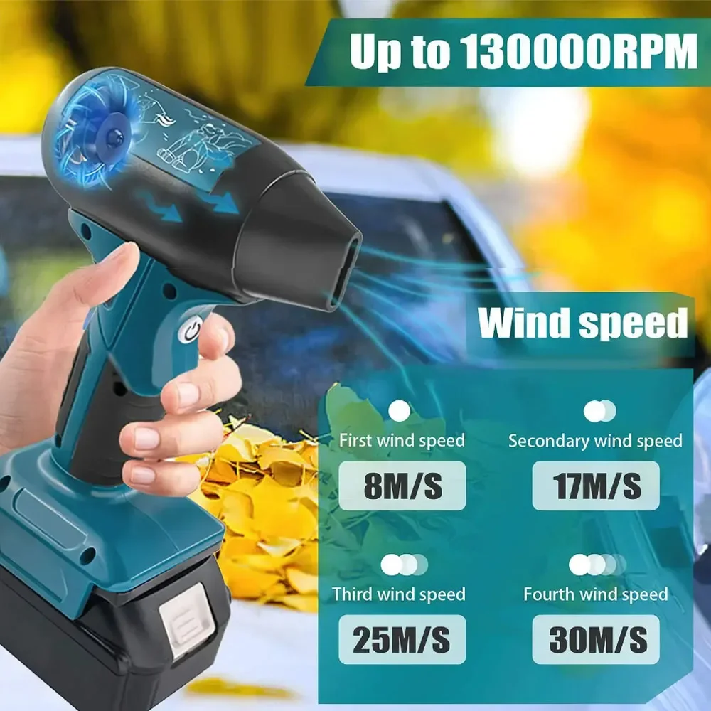 Jet Blower Portable Violent TurboFan For Makita/Dewalt/Milwaukee/Bosch 18V 20V Li-ion Battery 4-Speed Wireless Handheld Fan