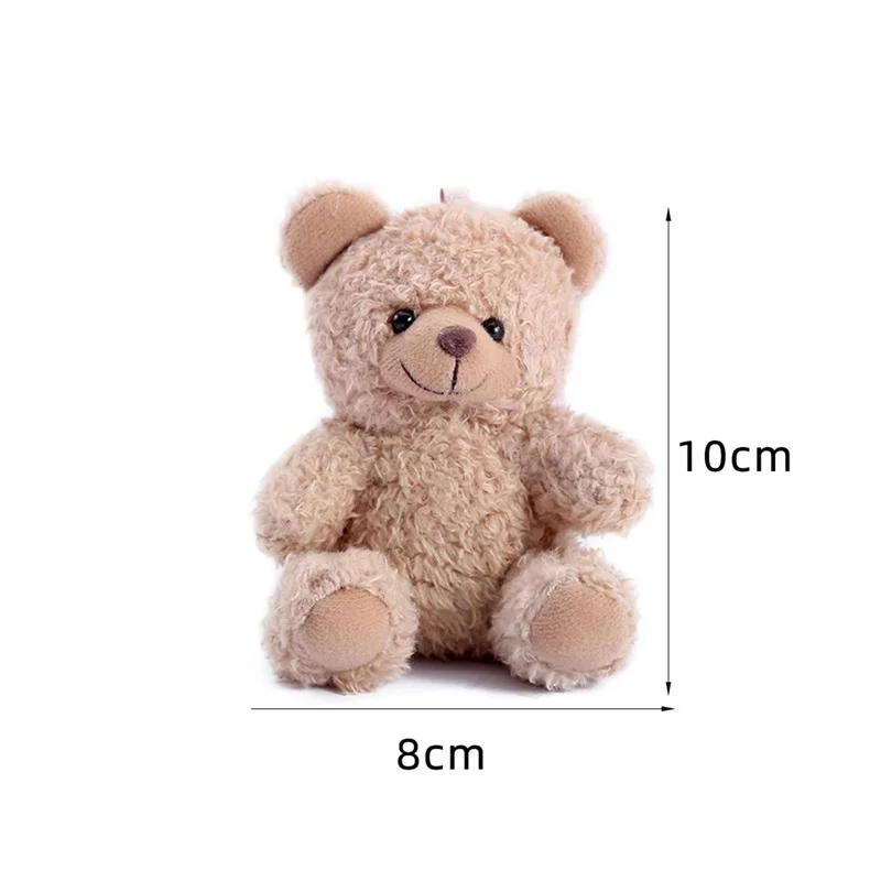 Muñeco de peluche rizado de 10Cm, muñeco pequeño de peluche sentado, colgante de bolsa de oso, caja de regalo de boda DIY, llavero colgante, 4