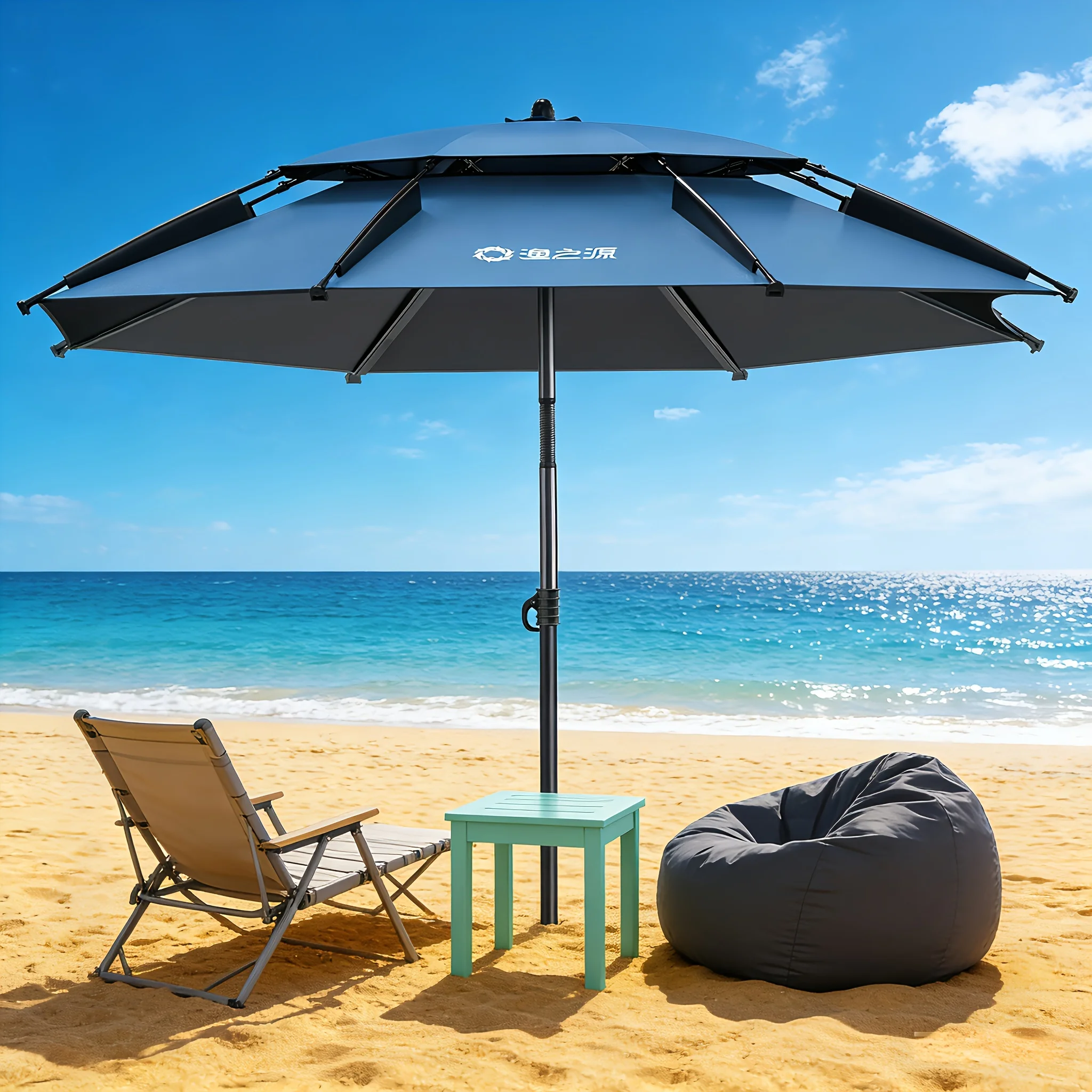 Thickened Black-Coated Fishing Umbrella, Universal Direction Adjustable, Metal Spring Pole, with Carry Bag for Outdoor Fishing