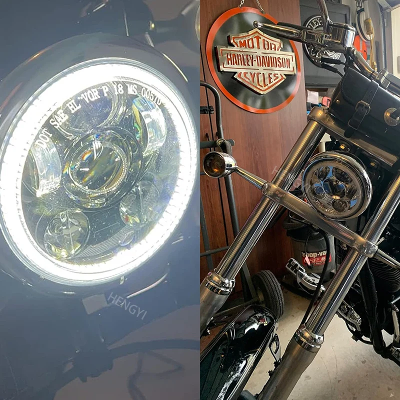 Motorcycle Headlight Built-in anti-flicker 5.75 inch LED Compatible with Harley Davidson Dyna Sportster Iron 883 1200 Low Rider