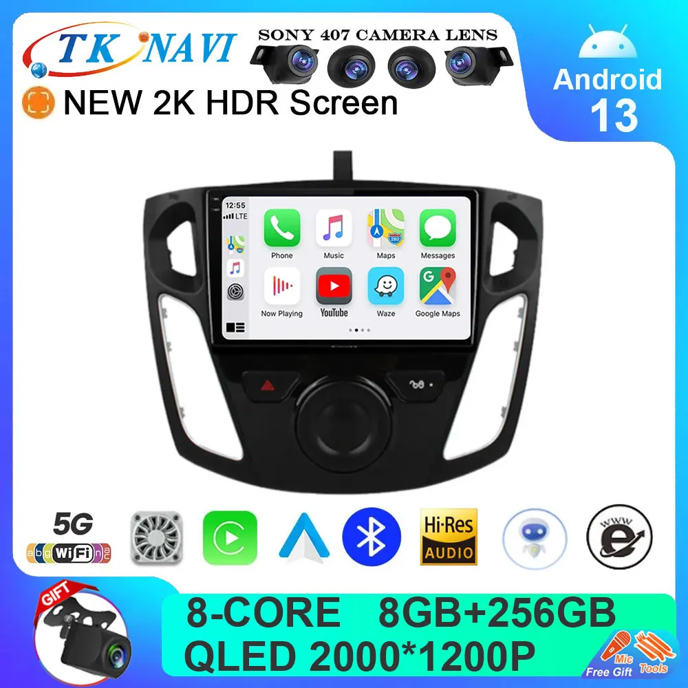 Android 13 Car Radio For Ford Focus 3 2011 - 2019 Carplay Multimedia Video Player Auto Stereo Navigation WIFI 4G BT No 2 Din DVD