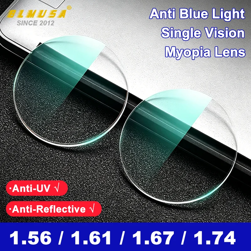 BLMUSA Anti Bleu Lumière Bloquant Série Myopie Lunettes Lentille CR-39 Résine Asphérique 1.56 1.61 1.67 1.74 Lentilles optiques
