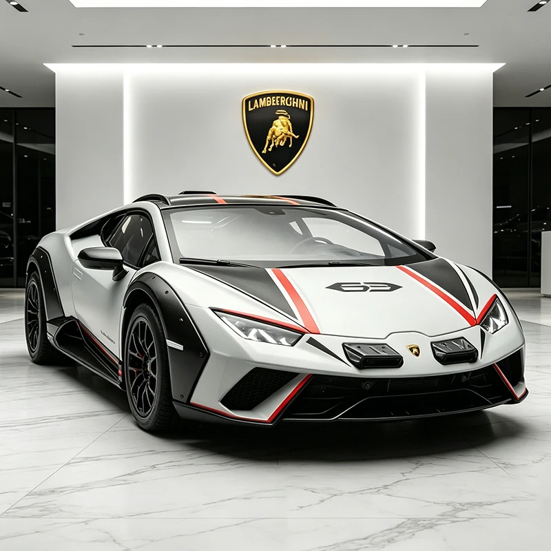 NUEVO Modelo de Auto Lamborghini Huracán Sterrato de Aleación a Escala 1:32 con Sonido y Luz, Modelo de Auto de Colección con Retroceso, Regalo de Cumpleaños
