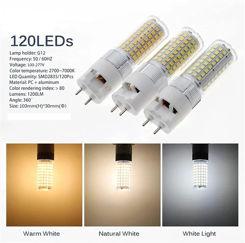 G12 Led ضوء الذرة 15 واط 25 واط G12 2pin PL لمبة ضوء استبدال G12 CDM لمبة الهالوجين AC85-265V