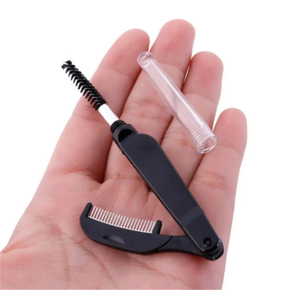 Women's Fashion Makeup Beauty Steel Needles Mascara Separator Eyebrow Brush Dual-Head Foldable Eyelash Metal Comb