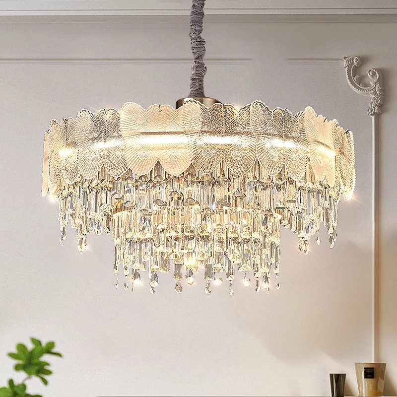 Light Luxury Living Room Chandelier Crystal Lamp Internet Celebrity Villa Dining Room Master Bedroom Warm Lamp Room Lamp Set