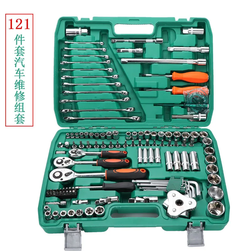 121 Pcs Car Repair Tool Set Mechanics Socket Wrench Kit Manual Hand Tools for Auto Maintenance