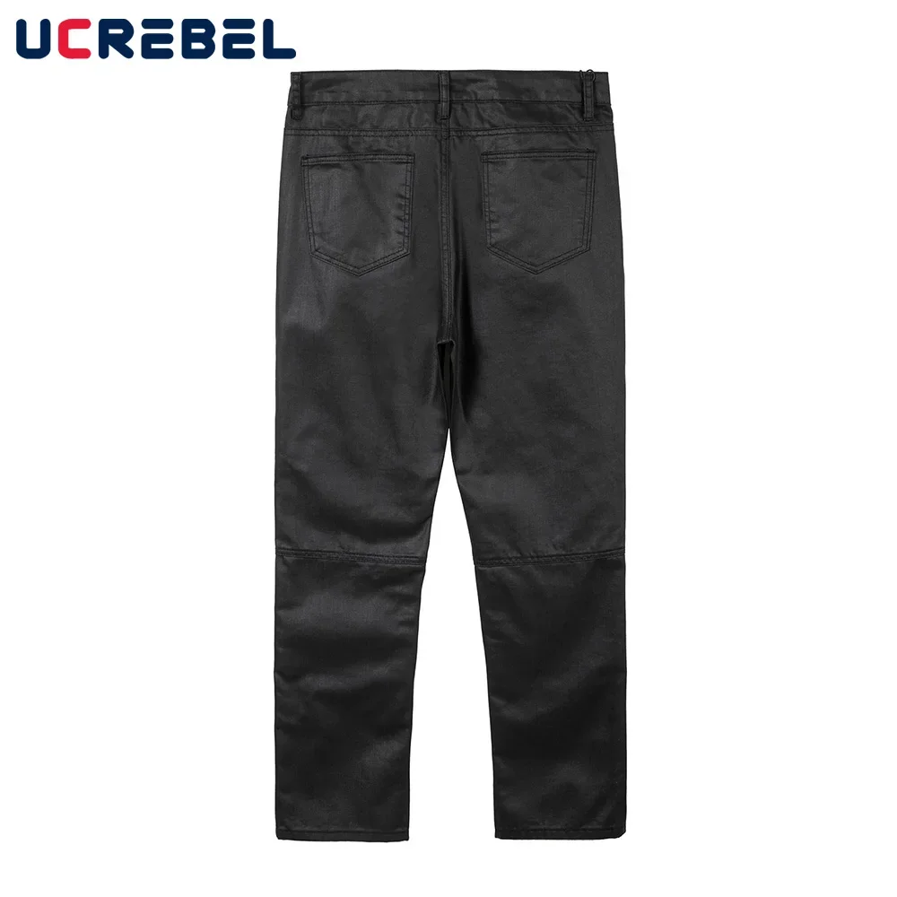 Multi-Pocket Motorcycle Jeans Mens High Street Spliced Loose Denim Pencil Pants Men Trousers