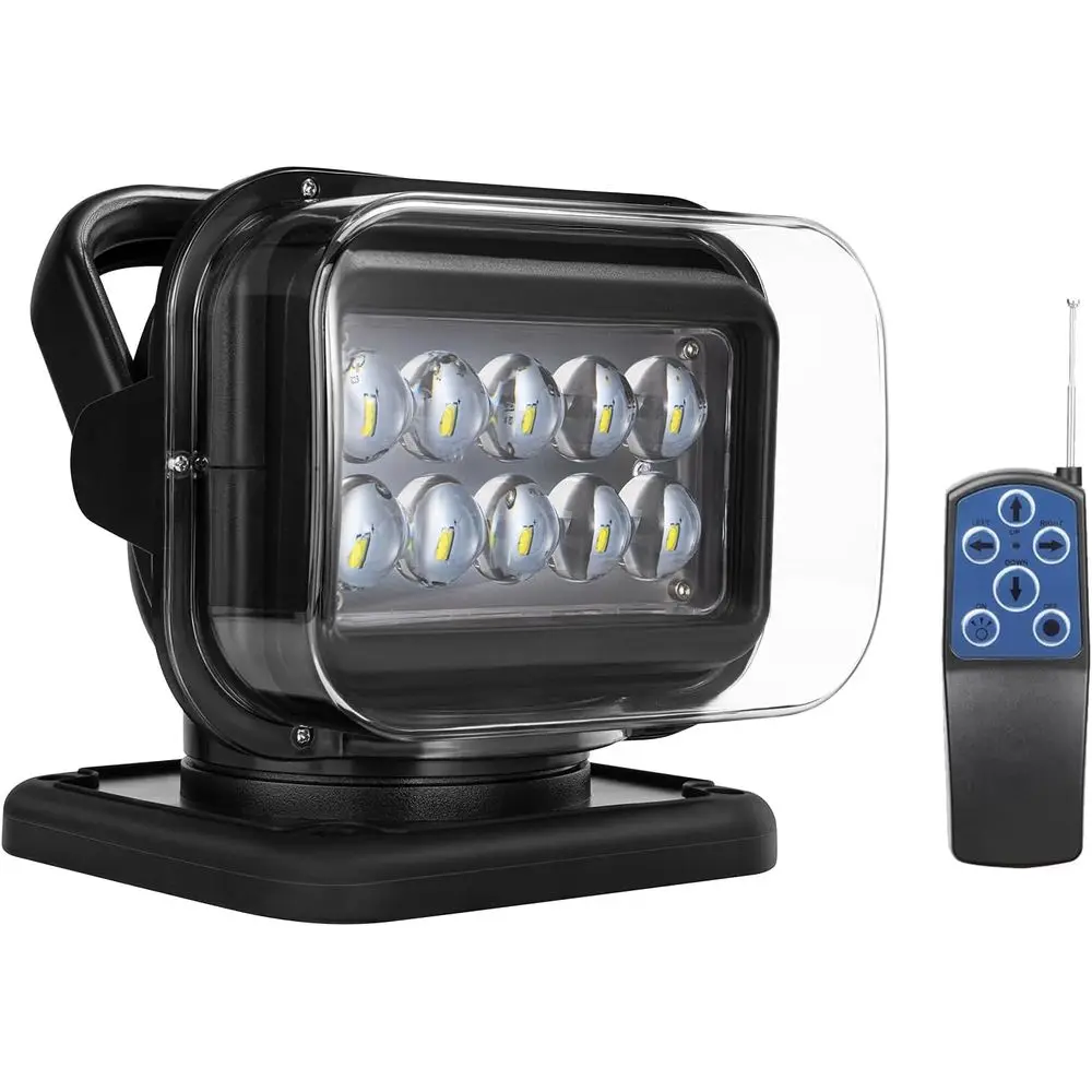 

Niceky LED Spotlight or Truck,Remote LED Search Light Auto-Reset 360 Rotating Boat Spot Light or Marine Oroad Pickup SUV UTV Hun