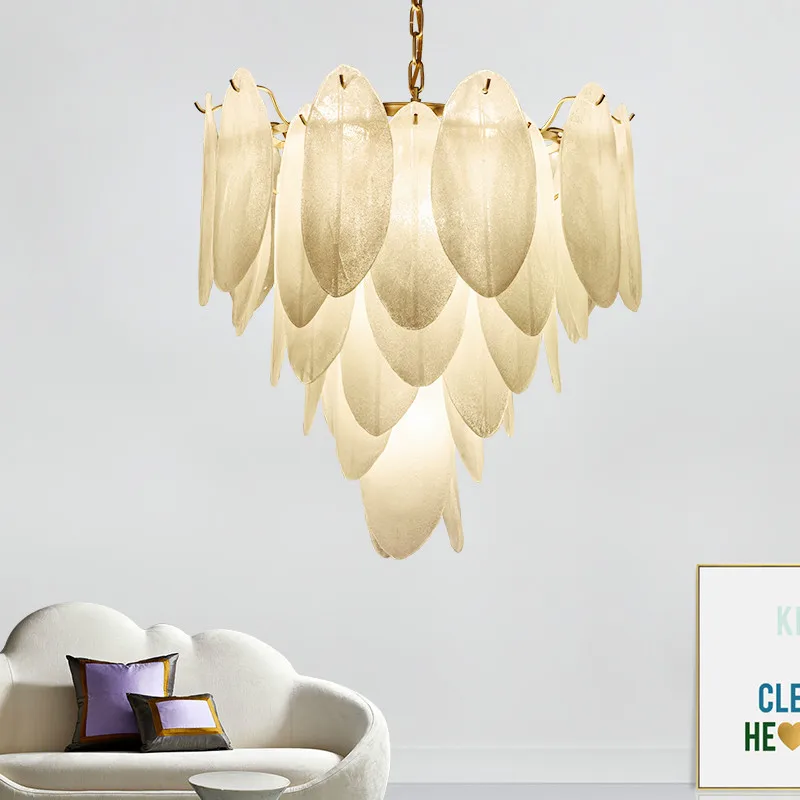 

Art Deco Plate Gold Metal Led Pendant Lights Glass Leaves Lustre Luminaria Hanging Lamp Led Indoor Lighting Fixtures Lamparas